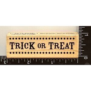 Halloween "Trick Or Treat" CraftSmart Wood mounted Rubber Stamp 409173